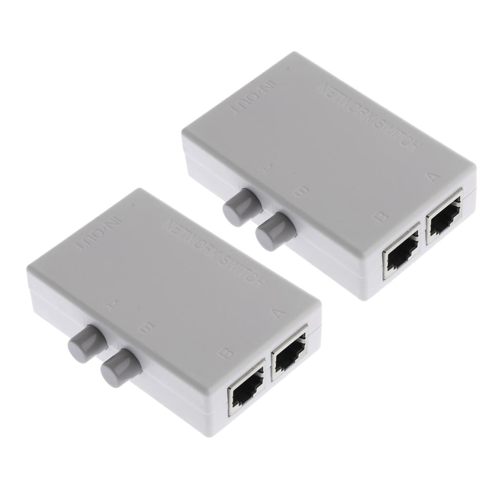 2Pcs RJ45-2M 2Port Internet Network Sharing Switch Splitter Selector Hub Box