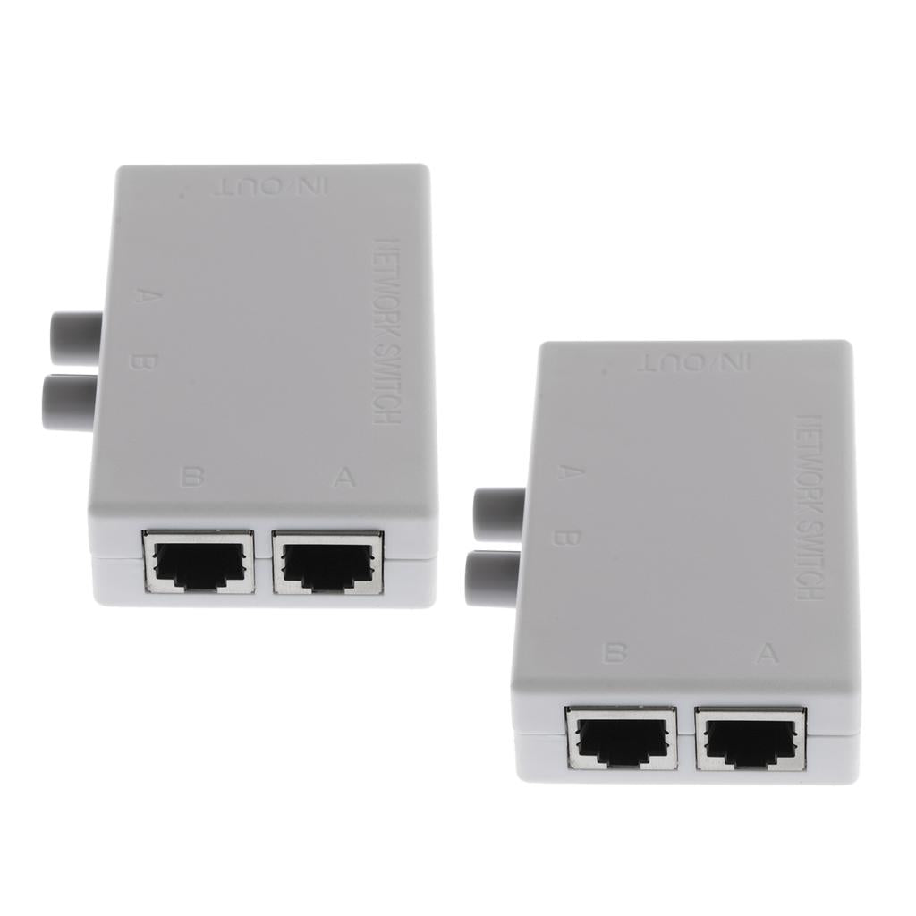 2Pcs RJ45-2M 2Port Internet Network Sharing Switch Splitter Selector Hub Box