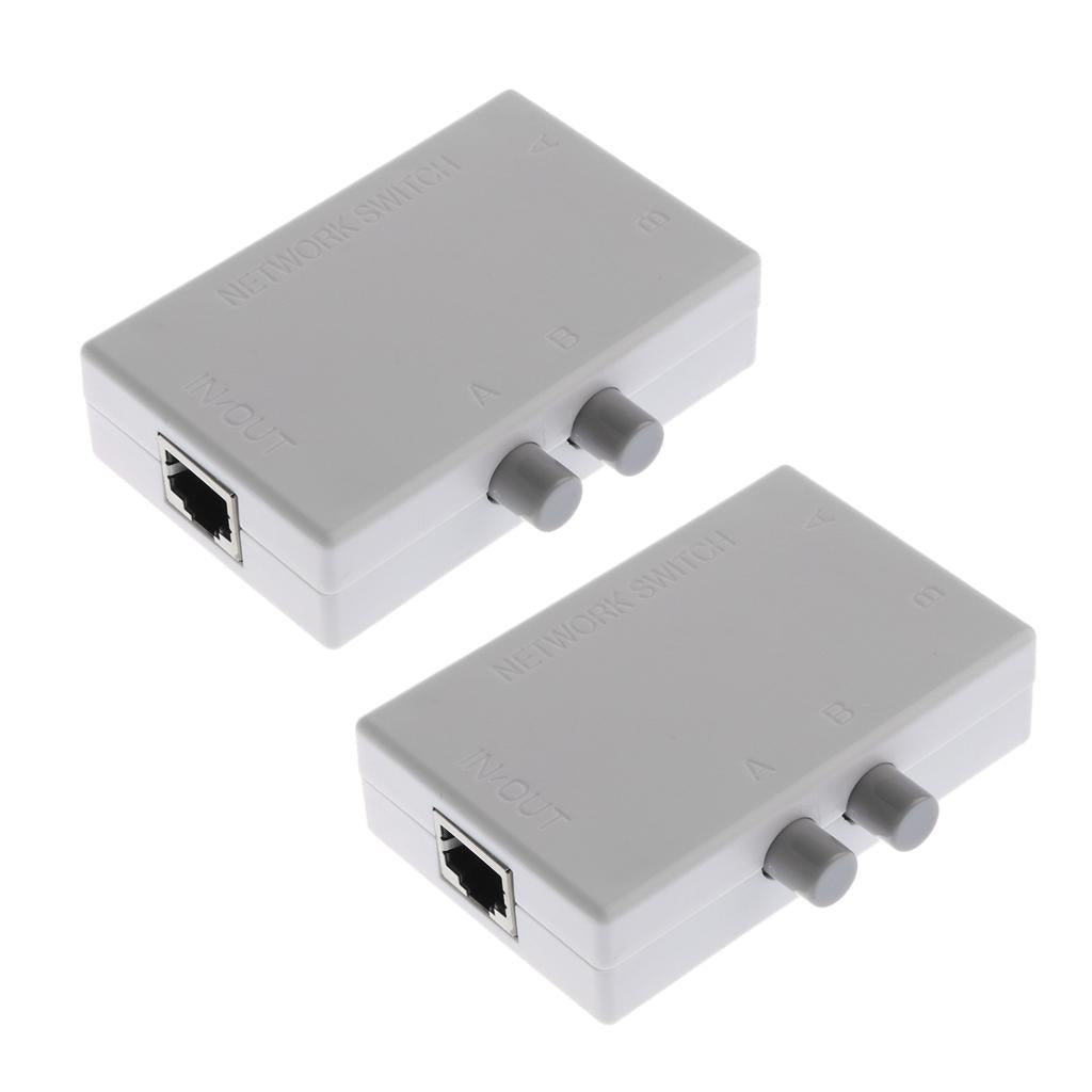 2Pcs RJ45-2M 2Port Internet Network Sharing Switch Splitter Selector Hub Box