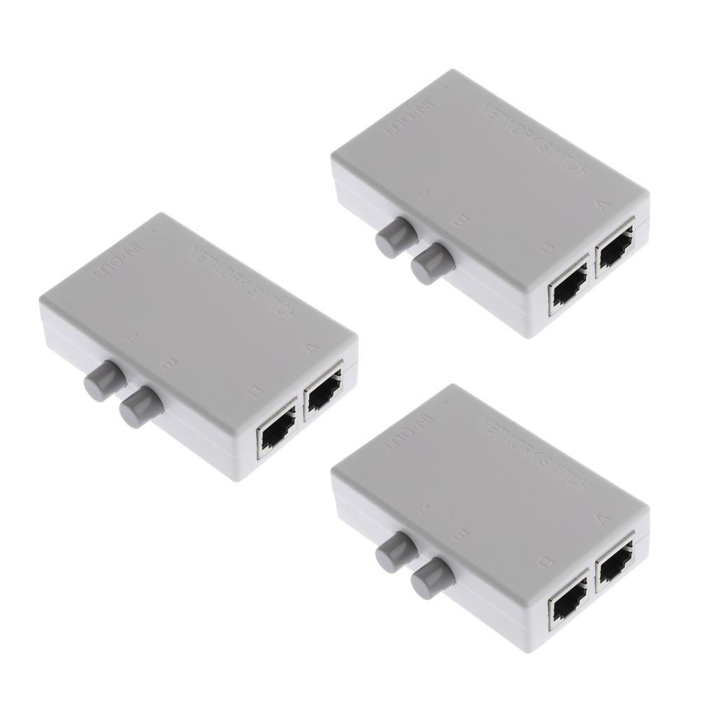 3x RJ45-2M 2 Ports Internet Network Sharing Switch Splitter Selector Hub Box