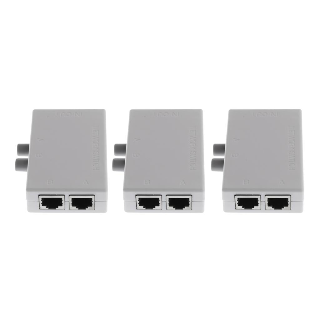 3x RJ45-2M 2 Ports Internet Network Sharing Switch Splitter Selector Hub Box