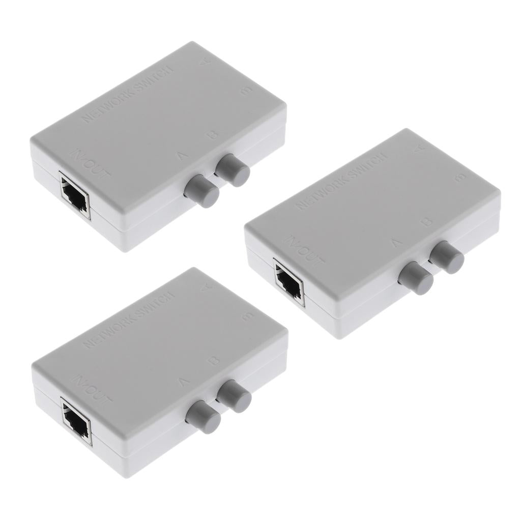 3x RJ45-2M 2 Ports Internet Network Sharing Switch Splitter Selector Hub Box