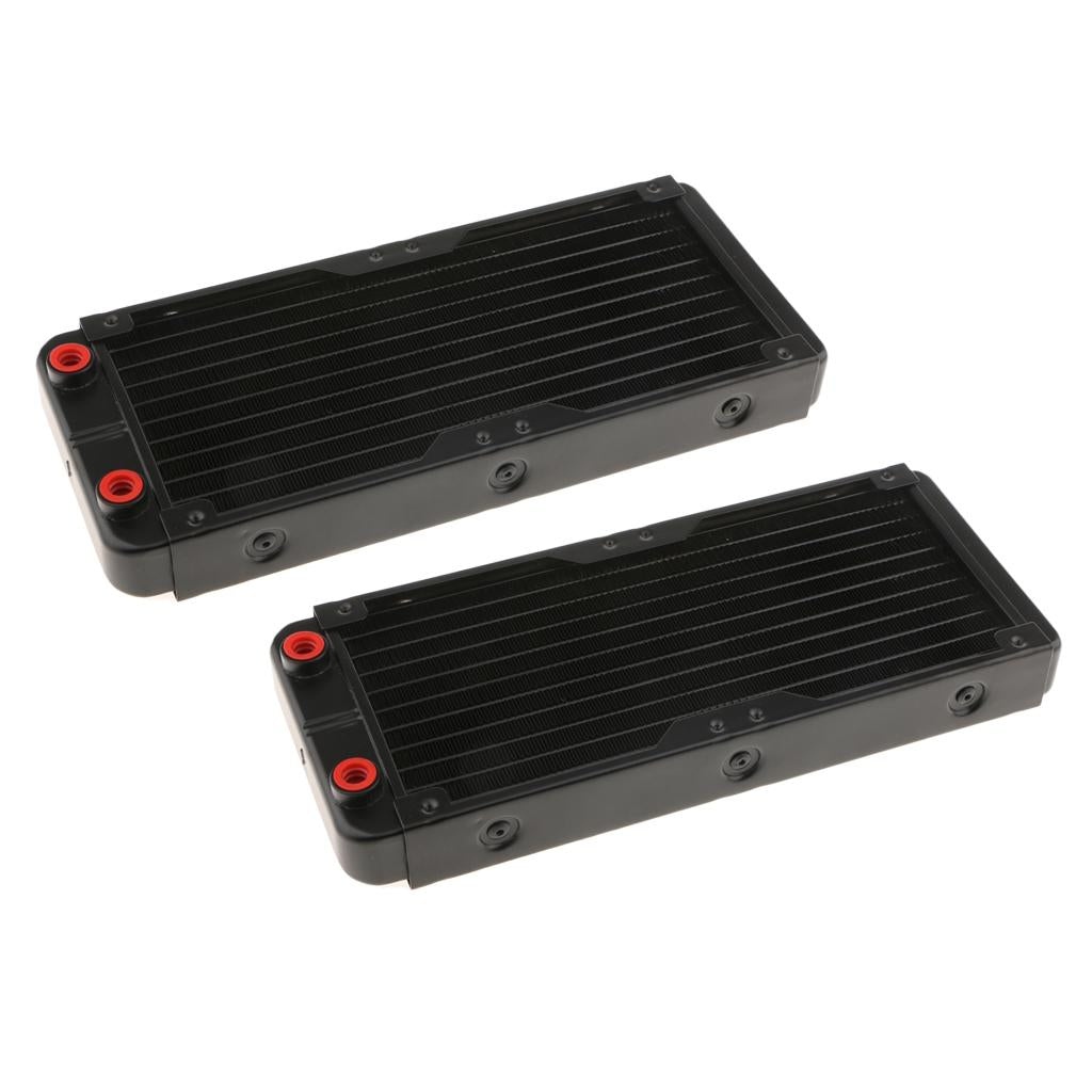 2x Aluminum Computer CPU 10 Pipes Water Cooling Radiator System 240mm G4/1