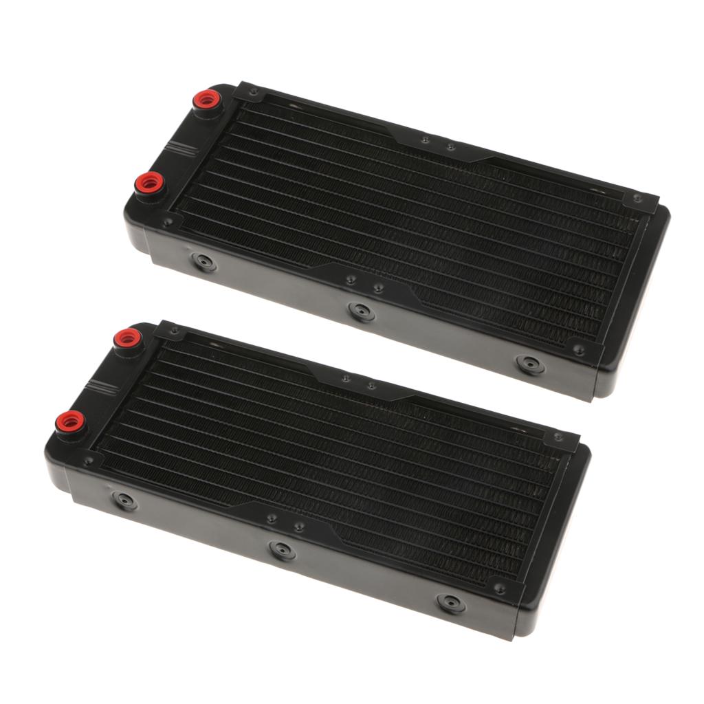 2x Aluminum Computer CPU 10 Pipes Water Cooling Radiator System 240mm G4/1