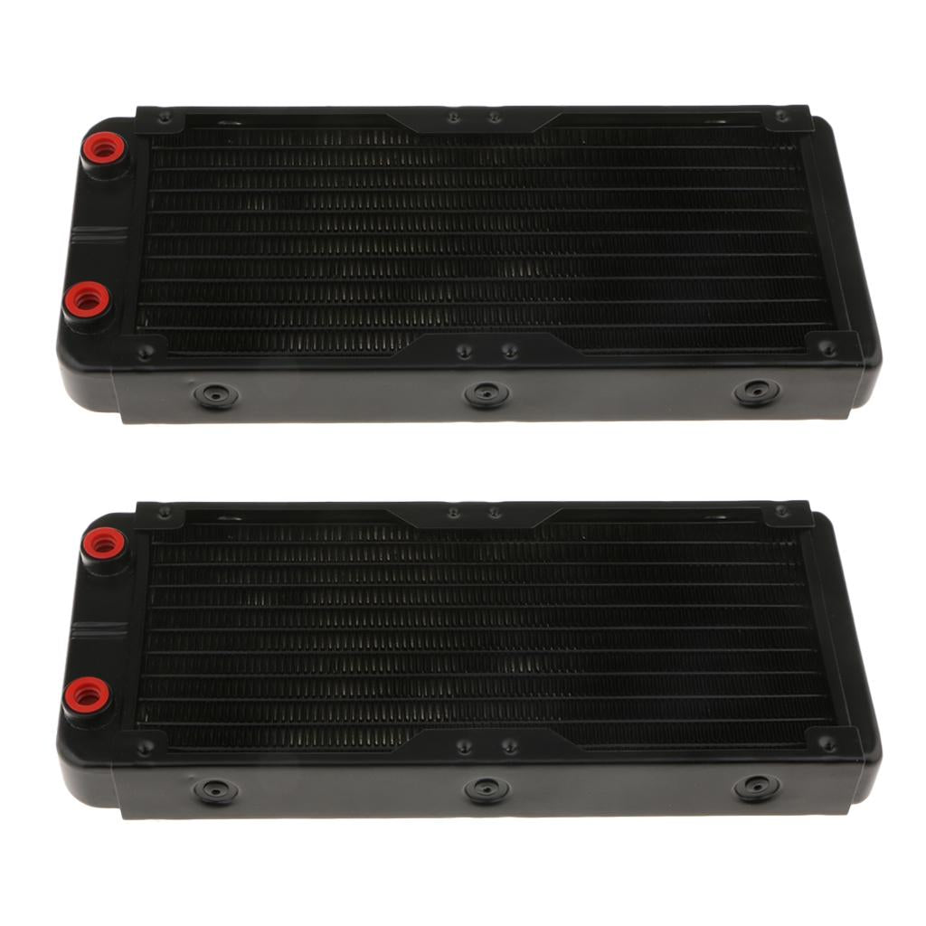 2x Aluminum Computer CPU 10 Pipes Water Cooling Radiator System 240mm G4/1