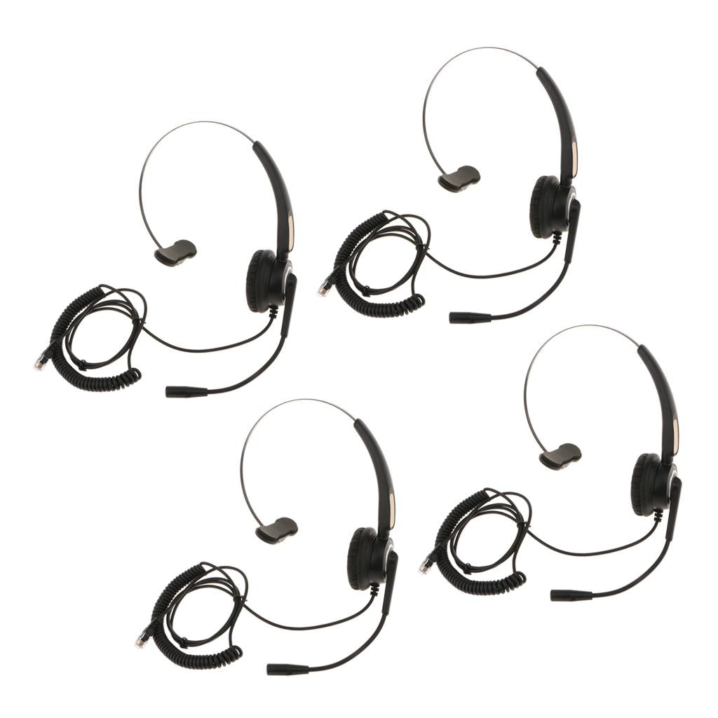4x Office Call Centre Customer Service Headset W/Microphone RJ9 Connector