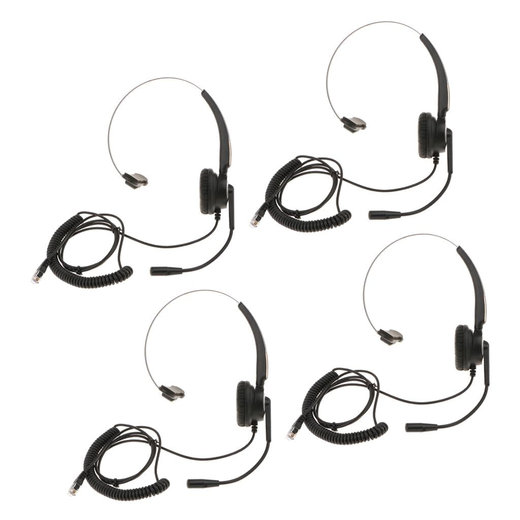 4x Office Call Centre Customer Service Headset W/Microphone RJ9 Connector