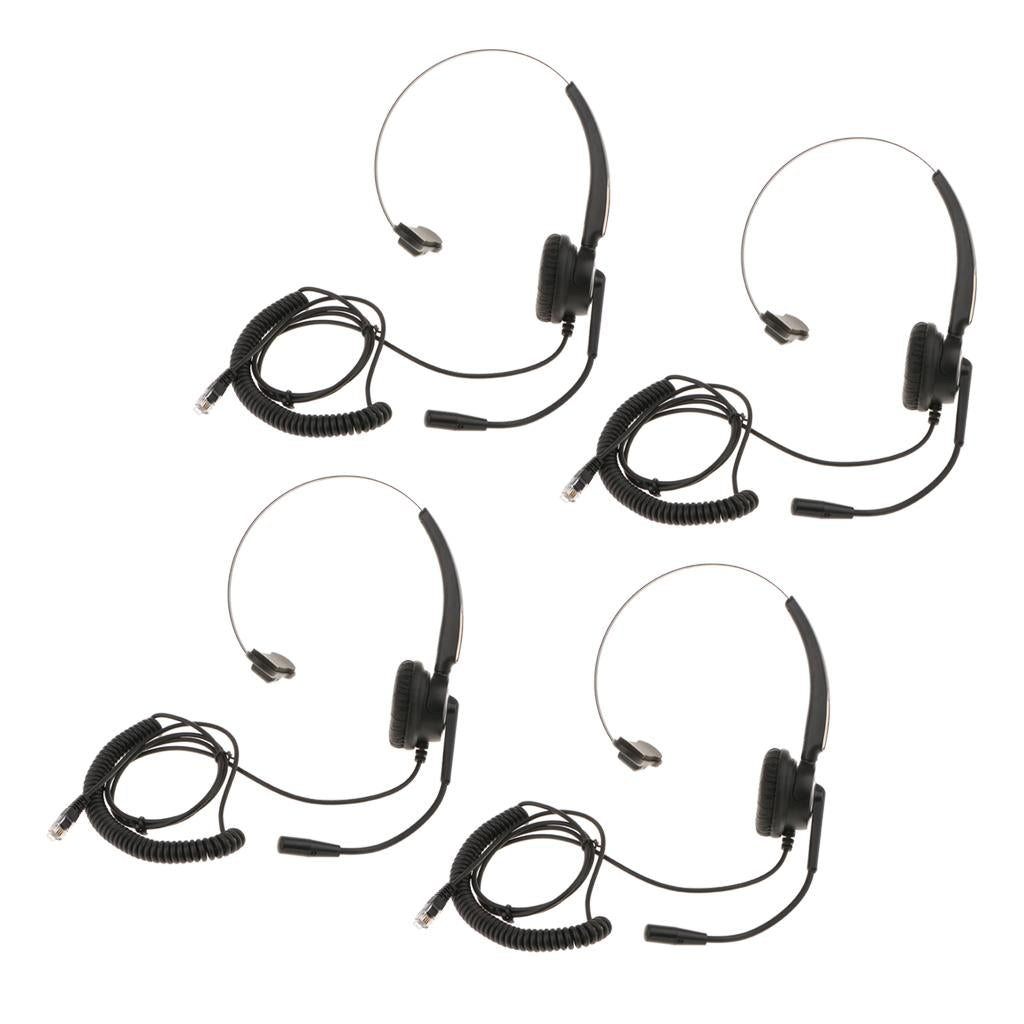 4x Office Call Centre Customer Service Headset W/Microphone RJ9 Connector