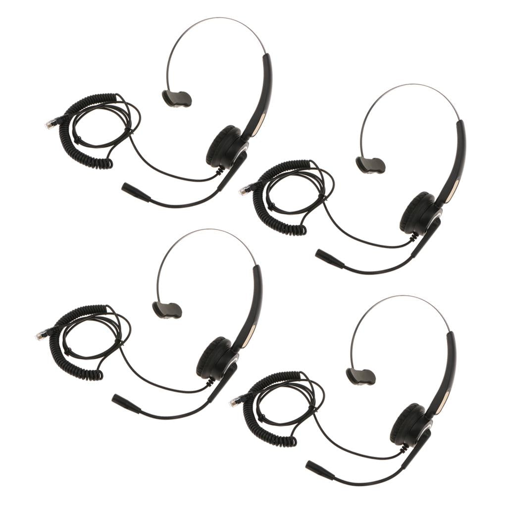 4x Office Call Centre Customer Service Headset W/Microphone RJ9 Connector