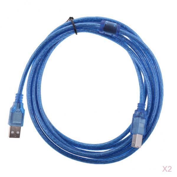 2Pcs USB Cable Printer Type A to B Male High Speed 2.0 28AWG Lead Plug