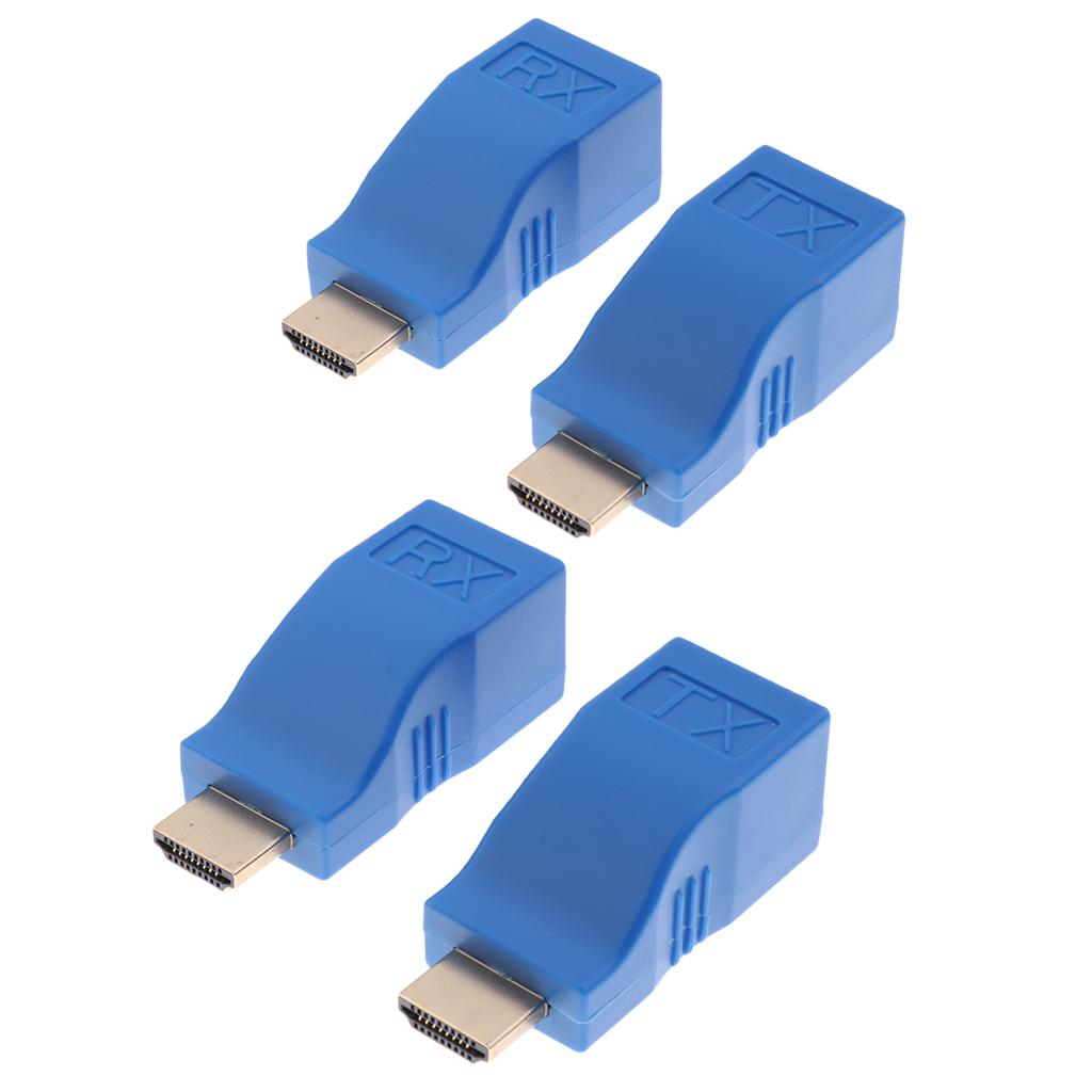 4Pcs 30m 1080P to Extender CAT5 Cable Network Converter Adapter
