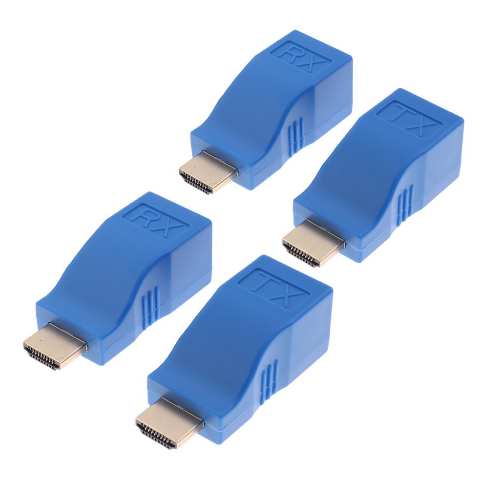 4Pcs 30m 1080P to Extender CAT5 Cable Network Converter Adapter