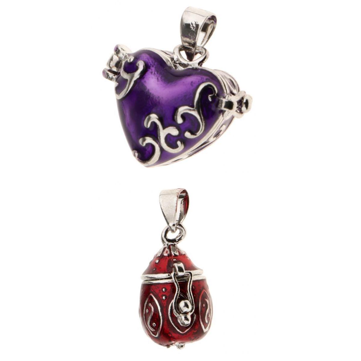 2 Pcs Vintage Enamel Openable Cremation Keepsake Urn Pendant Fit Necklace