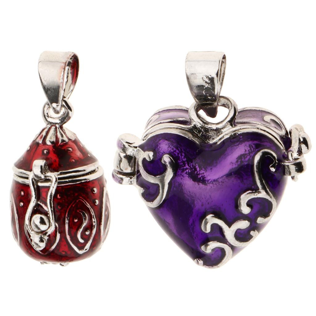 2 Pcs Vintage Enamel Openable Cremation Keepsake Urn Pendant Fit Necklace