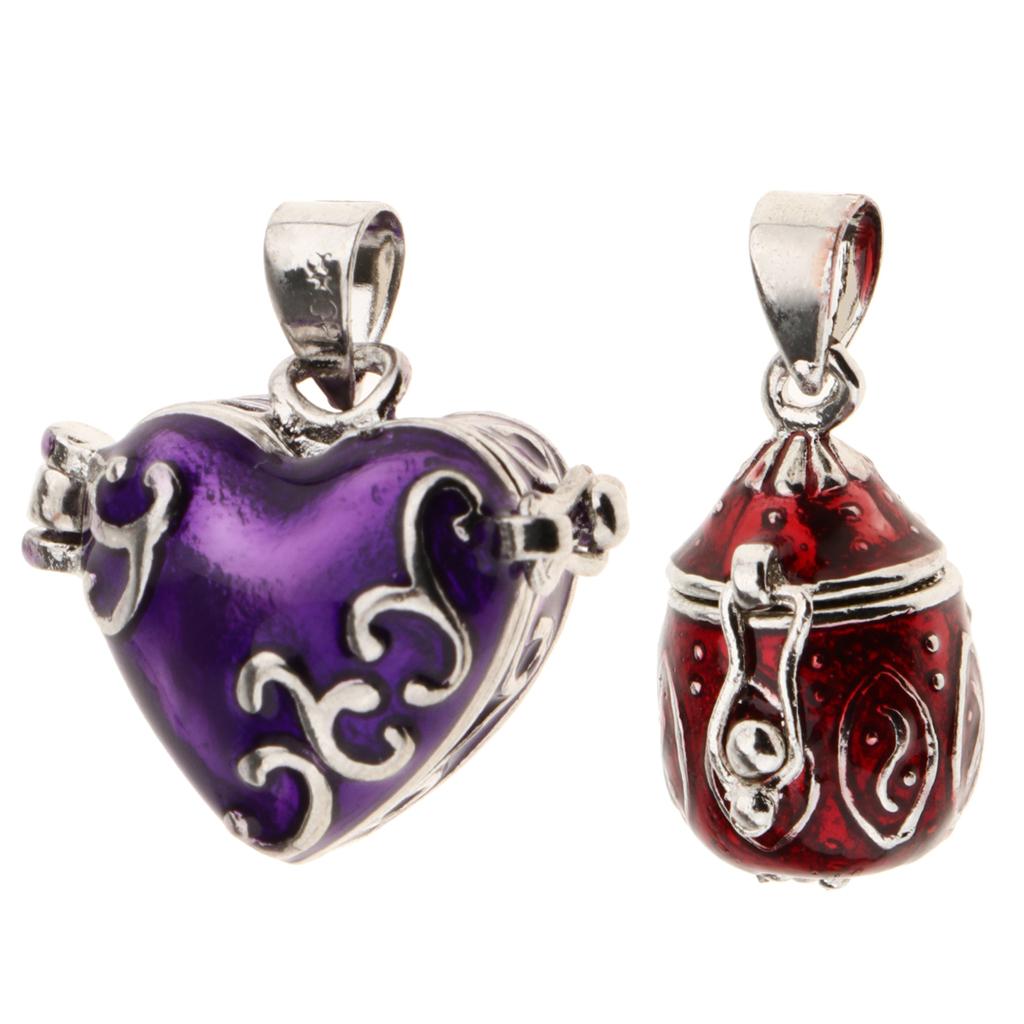 2 Pcs Vintage Enamel Openable Cremation Keepsake Urn Pendant Fit Necklace
