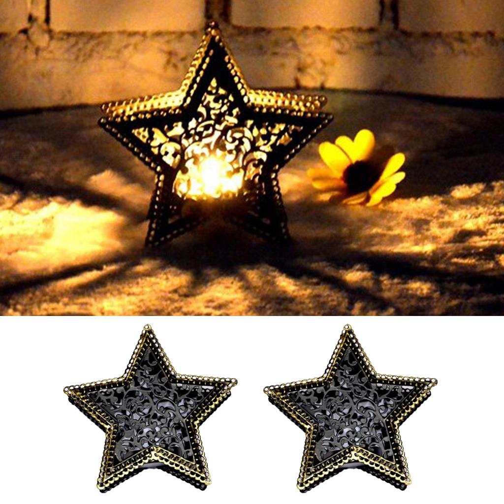 3D Hollow Star Moroccan Candlestick Candle Tea Light Holder Party 2-set
