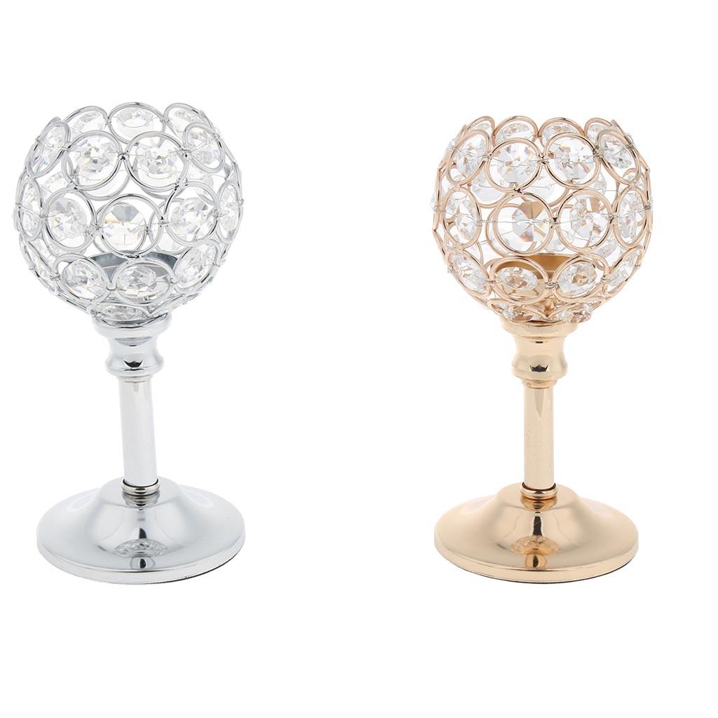 2Pcs Mosaic Crystal Candle Holder Tea Light Stand Candelabra Candlestick S