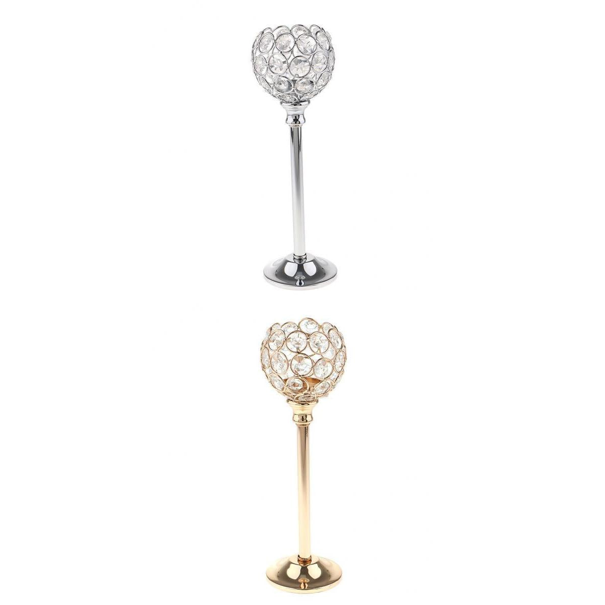 2Pcs Mosaic Crystal Candle Holder Tea Light Stand Candelabra Candlestick L
