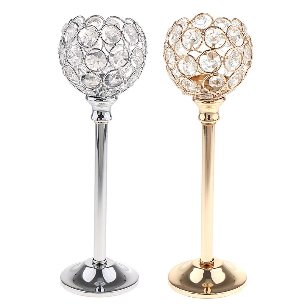 2Pcs Mosaic Crystal Candle Holder Tea Light Stand Candelabra Candlestick L