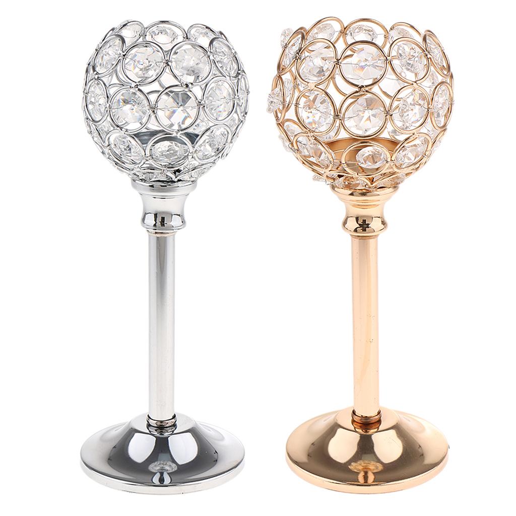 2Pcs Mosaic Crystal Candle Holder Tea Light Stand Candelabra Candlestick M