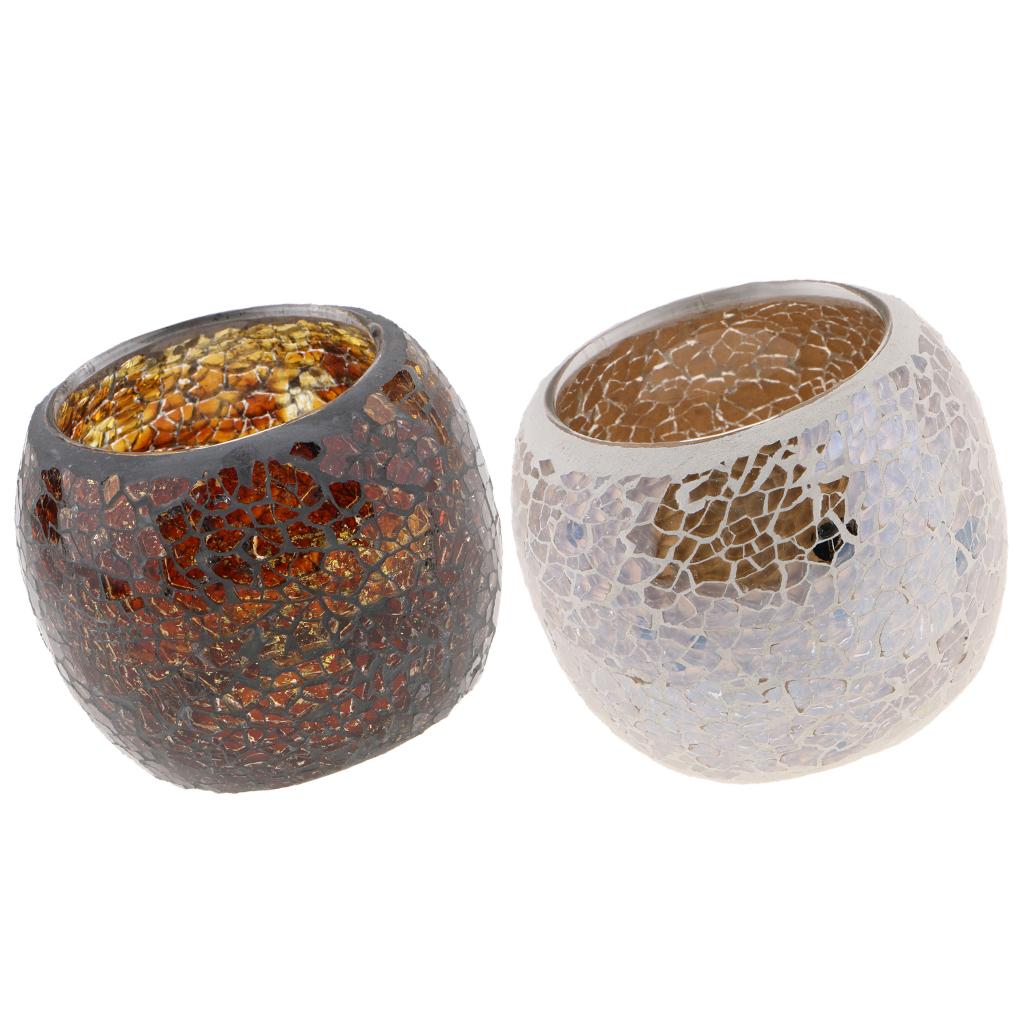 2Pcs Moroccan Style Mosaic Candle Tea Light Holder Candelabra Candlestick