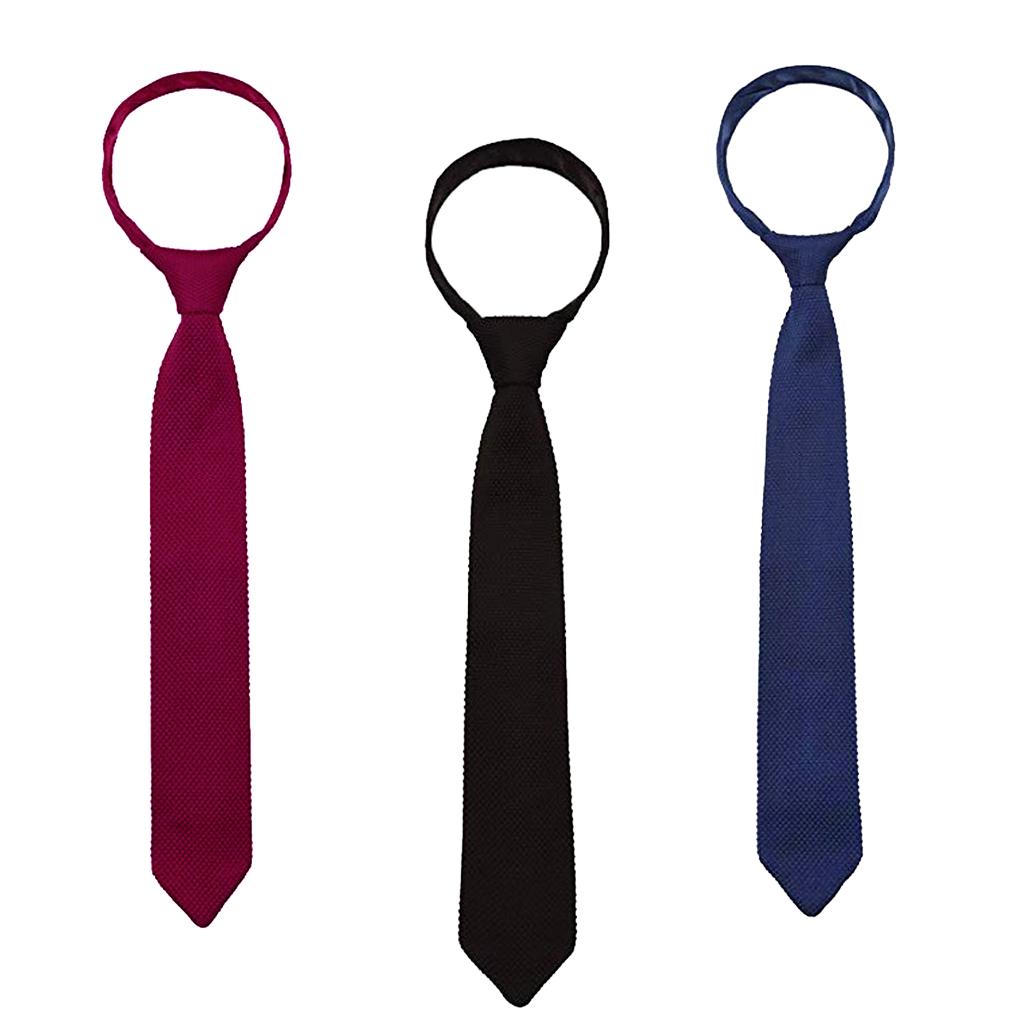 3Pcs Men's Fashion Knitted Solid Necktie Business Formal Skinny Woven Tie