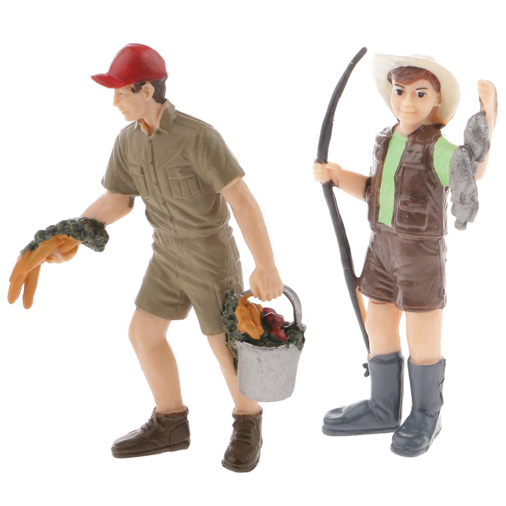 2pcs Realistic Male Rancher People Figurine Model Action Figure Kids Toy
