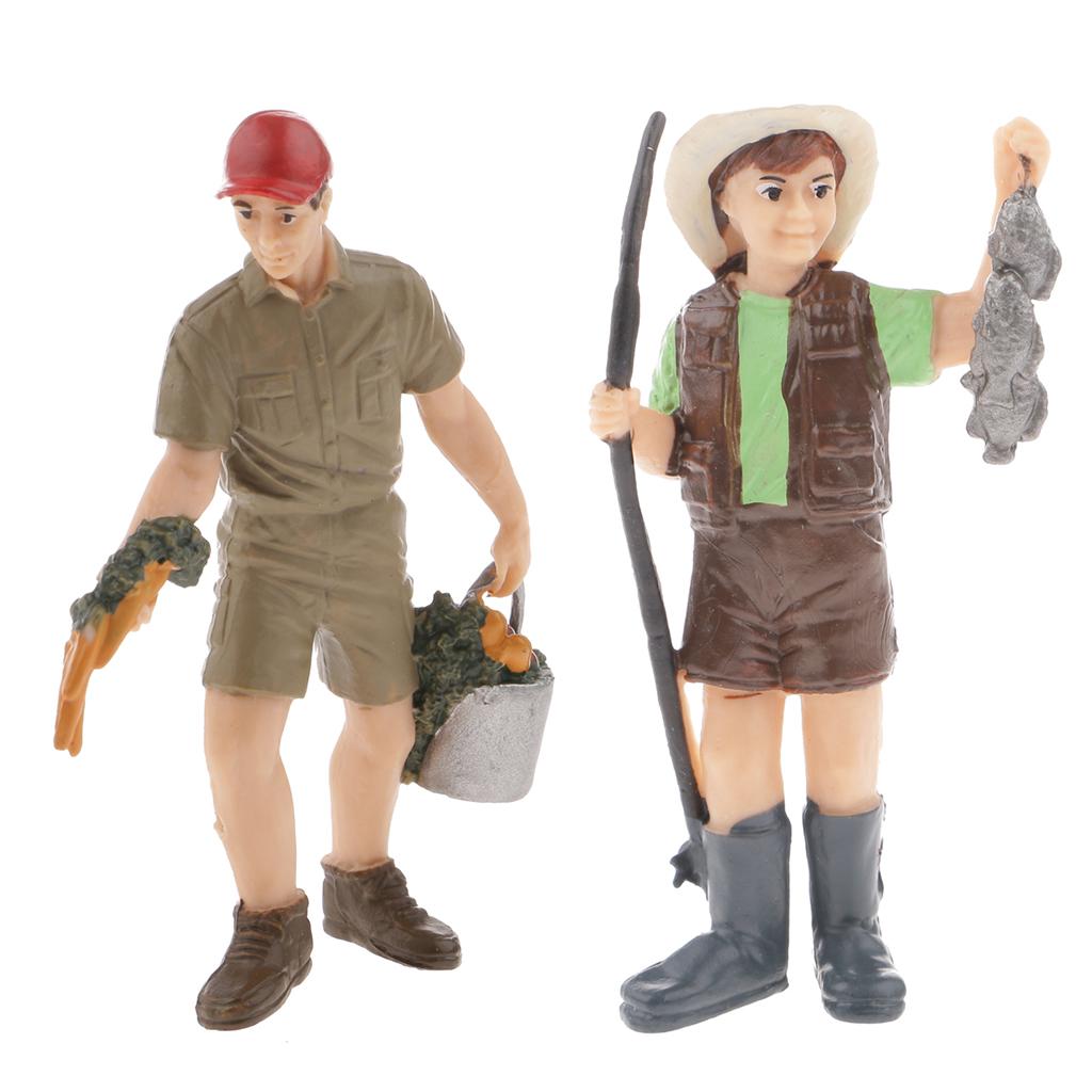 2pcs Realistic Male Rancher People Figurine Model Action Figure Kids Toy