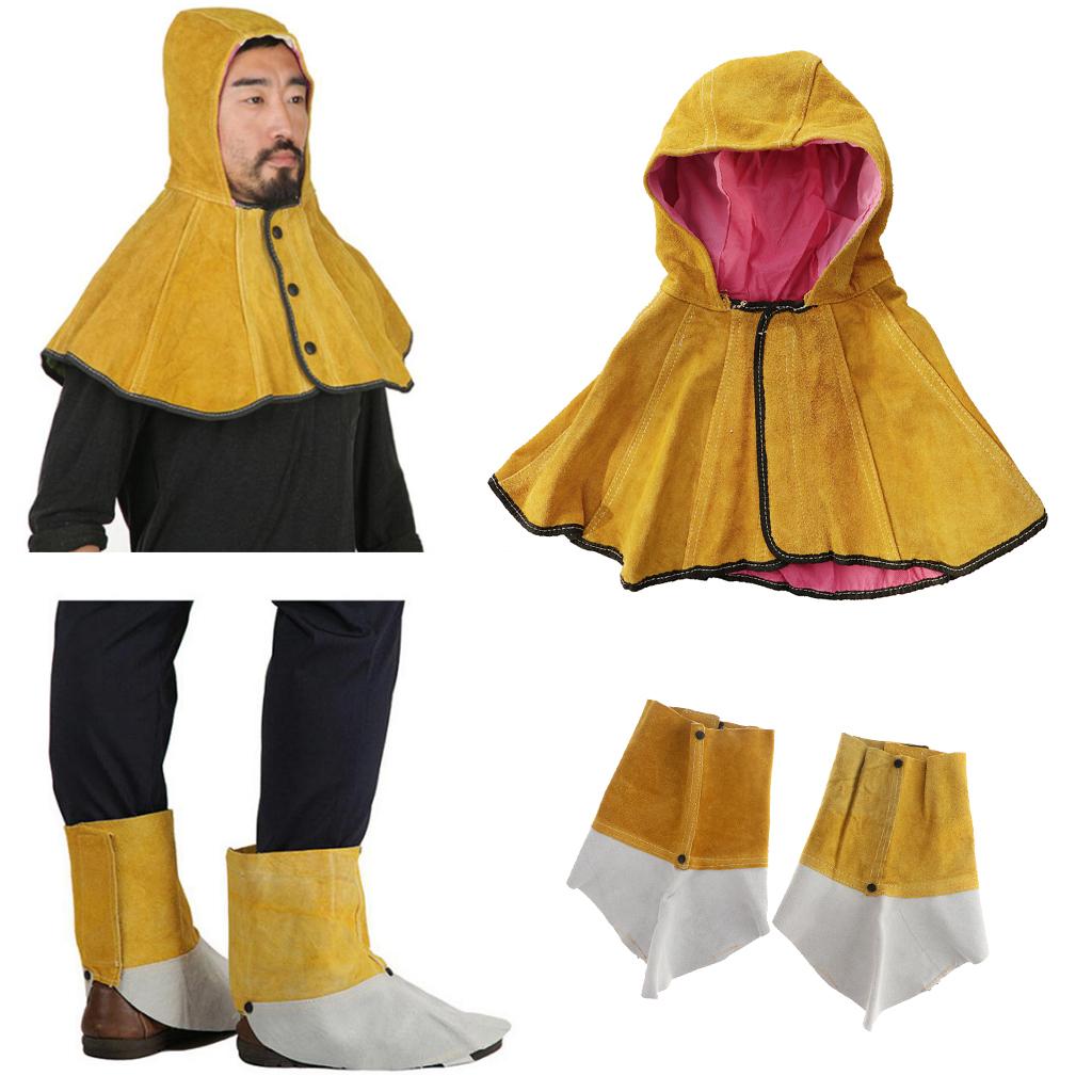 Cowhide Leather Welding Protective Gear Working Cap L+1 Pair Shoes Cover
