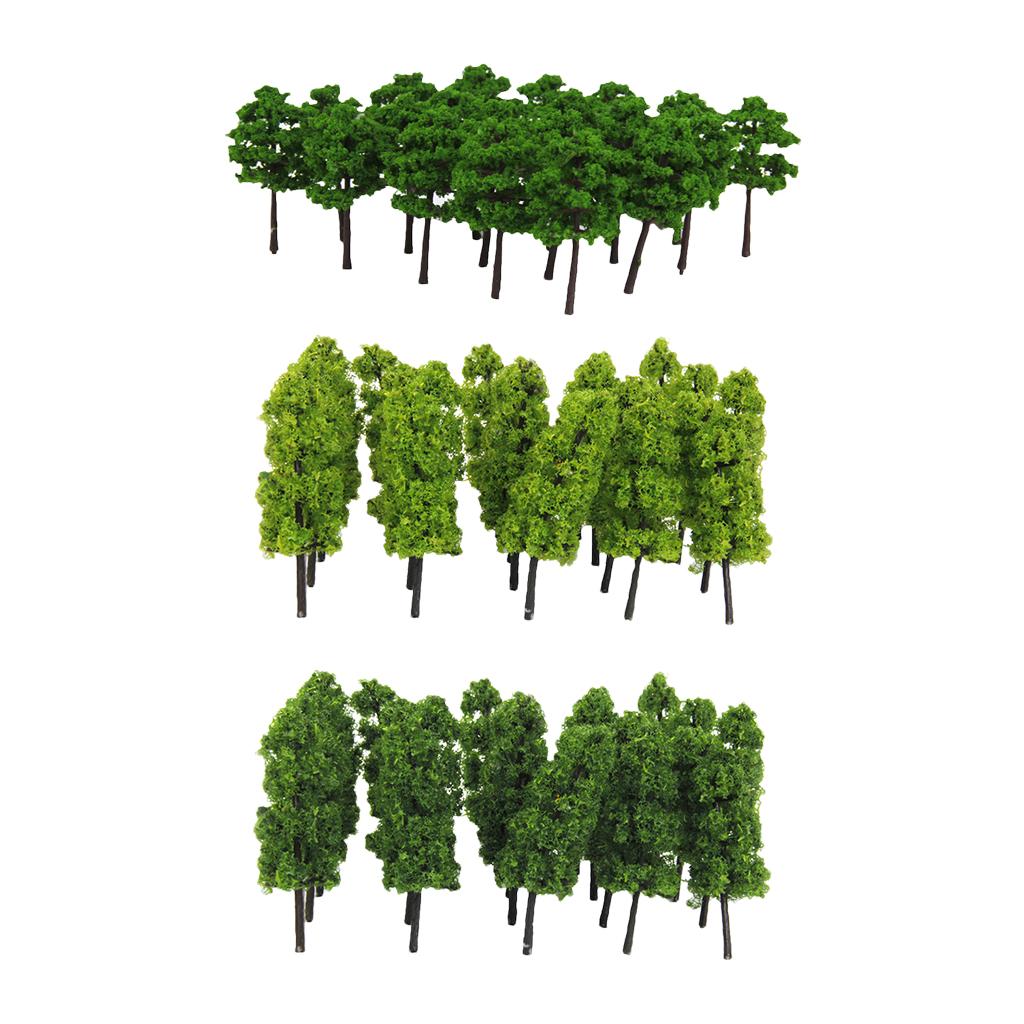60Piece 1/200 1/250 N Scale Green Painted Tree Models for Railroad Dioramas