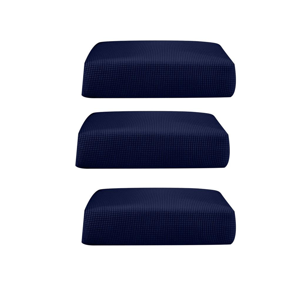 3Pcs Sofa Futon Seat Cushion Cover Couch Slipcover Protector Dark Blue_S