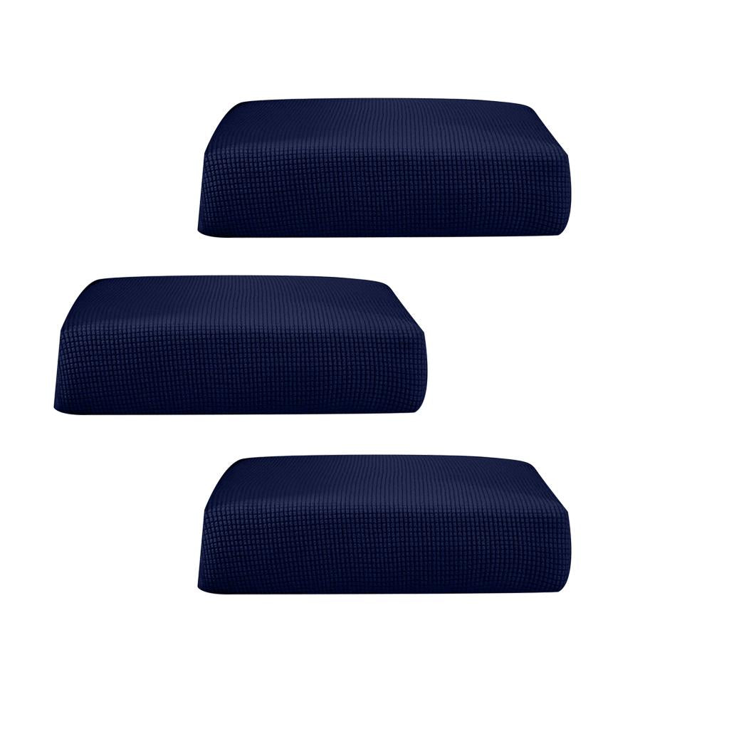 3Pcs Sofa Futon Seat Cushion Cover Couch Slipcover Protector Dark Blue_S