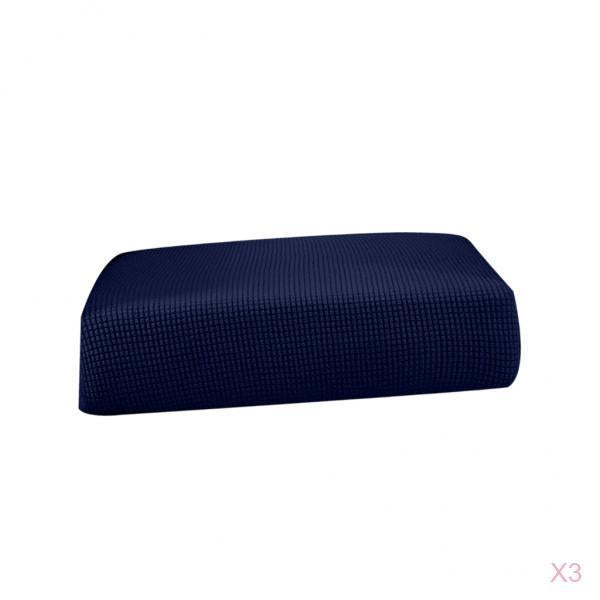 3Pcs Sofa Futon Seat Cushion Cover Couch Slipcover Protector Dark Blue_S