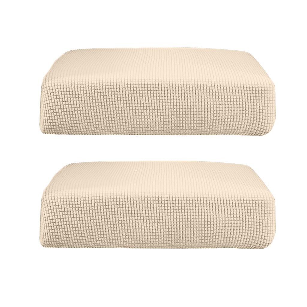 2Pcs Sofa Futon Seat Cushion Cover Couch Slipcover Protector Cream_Size S