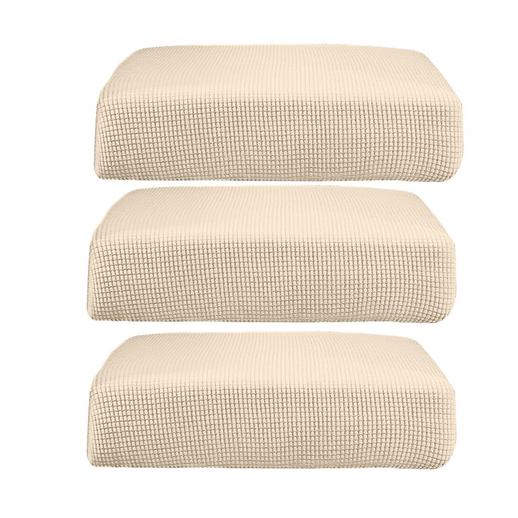 3Pcs Sofa Futon Seat Cushion Cover Couch Slipcover Protector Cream_Size S