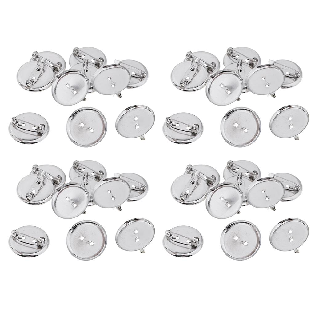 40Pcs Brooch Blank Lapel Pin Badge Base Pin-Back Button Base 23MM Metal