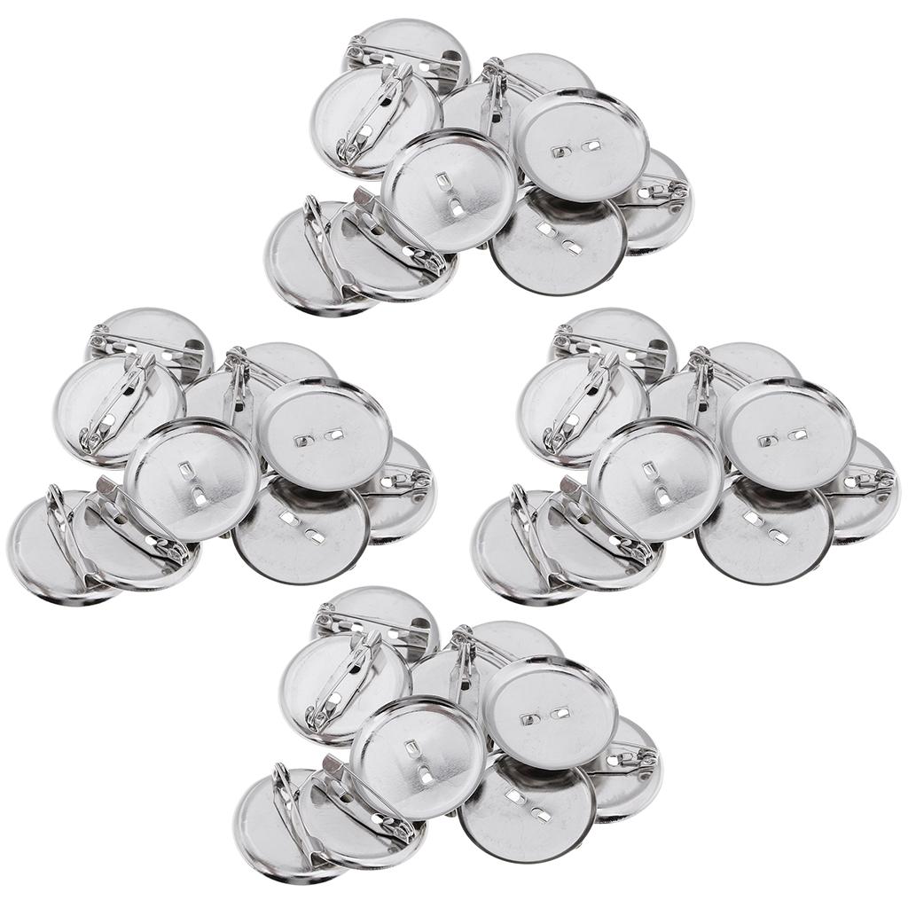 40Pcs Brooch Blank Lapel Pin Badge Base Pin-Back Button Base 23MM Metal
