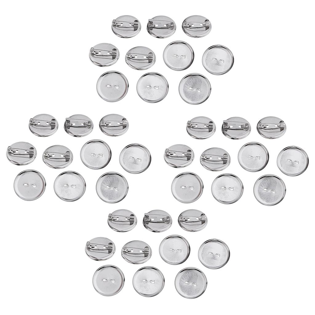 40Pcs Brooch Blank Lapel Pin Badge Base Pin-Back Button Base 23MM Metal