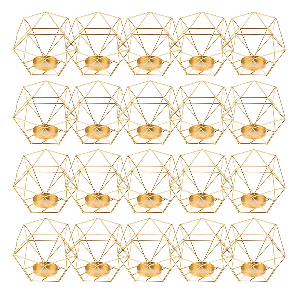 20pcs 3D Geometric Wedding Geometric Candlestick Candle Tealight Holder Gold