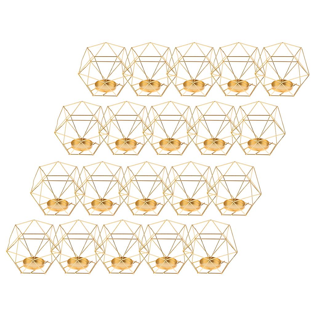 20pcs 3D Geometric Wedding Geometric Candlestick Candle Tealight Holder Gold