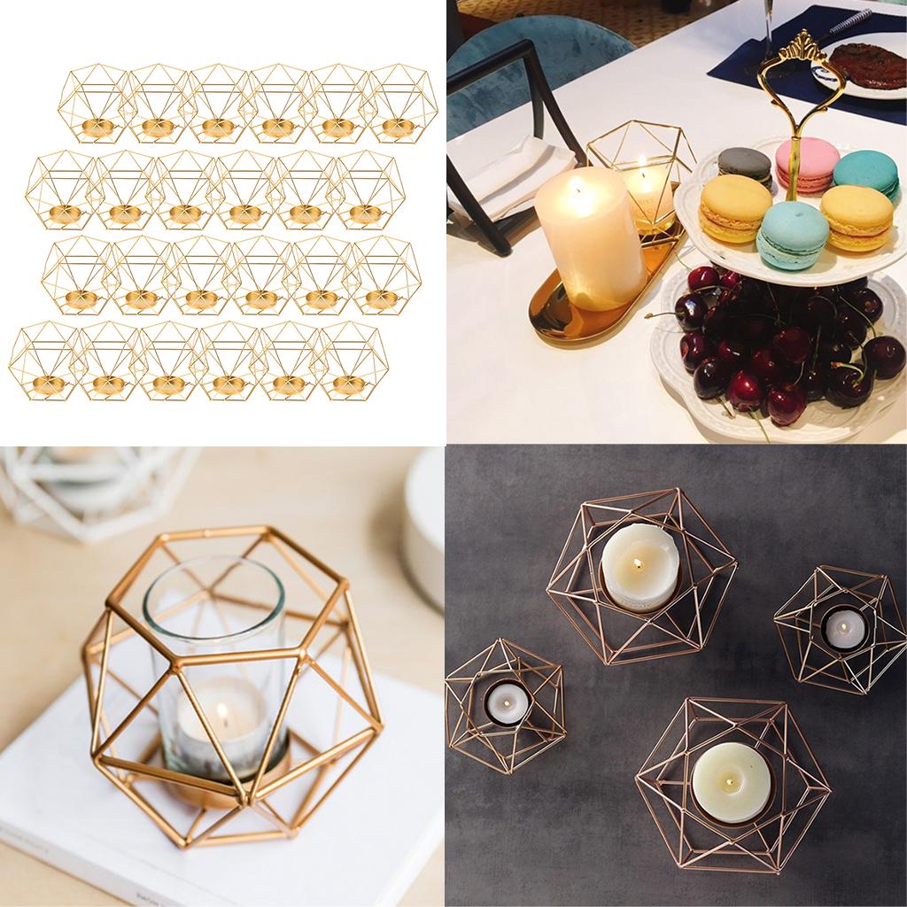 24pcs 3D Geometric Wedding Geometric Candlestick Candle Tealight Holder