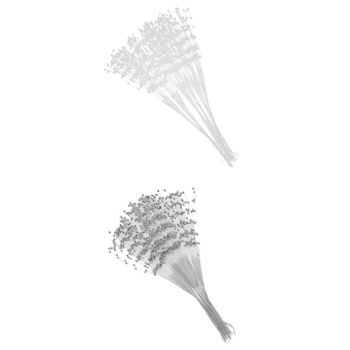 120 Stems Pearl Beads Spray DIY Bridal Wedding Bouquet Decor Silver+White