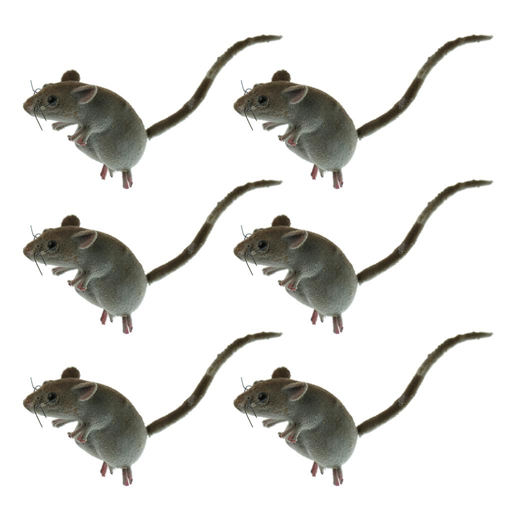 6x Realistic Mouse Animal Ornament Fridge Magnet Pot Hanger Garden Decor Toy