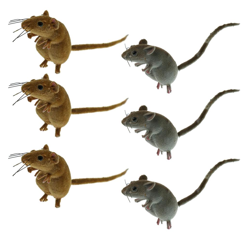6x Realistic Mouse Animal Ornament Fridge Magnet Pot Hanger Garden Decor Toy