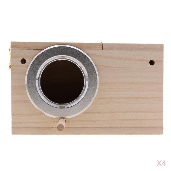 4Pcs Wood Wild Bird Nest Box Nesting Feeding Feeder Station House & Stick