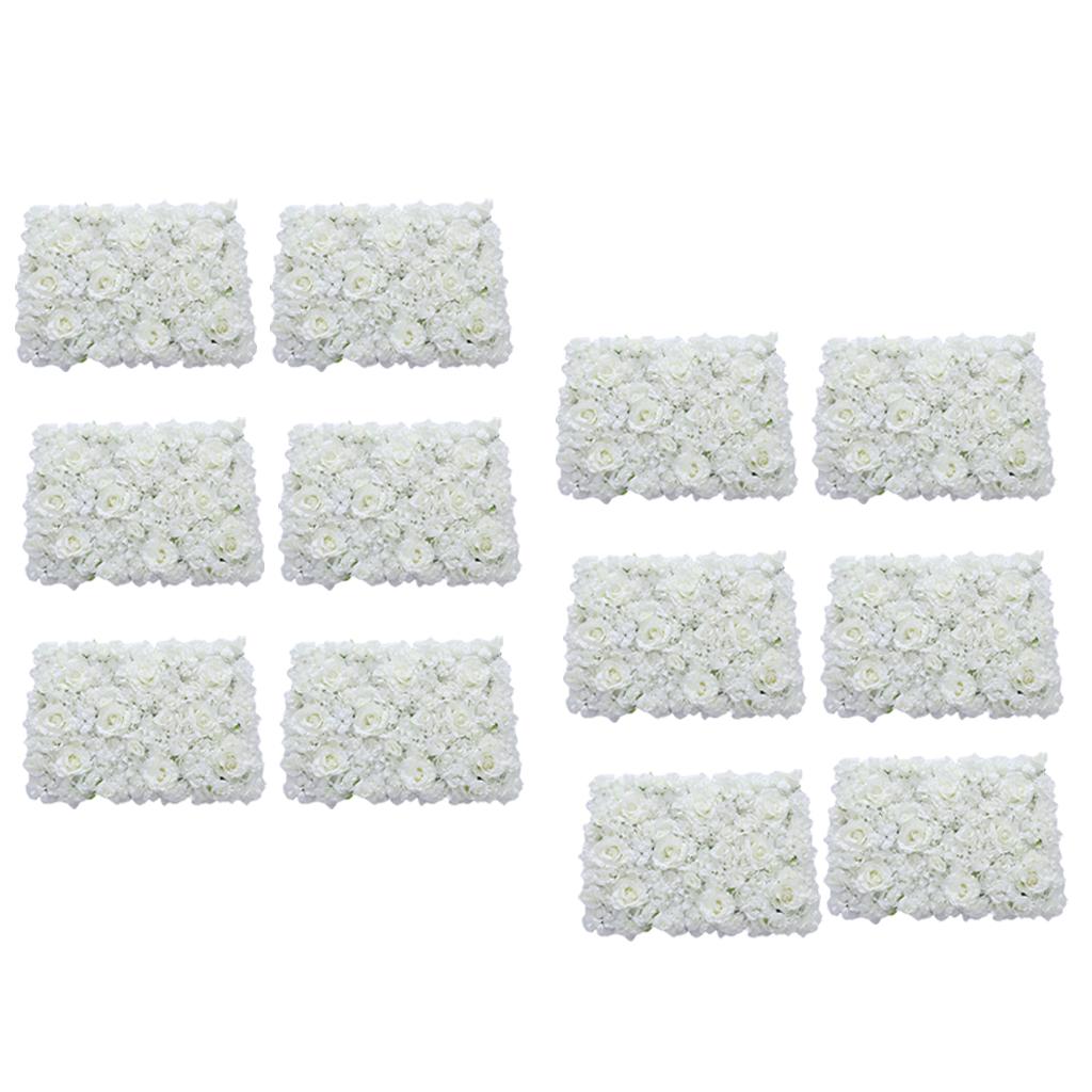 12 Pieces Silk Flower Wall Wedding Venue Flower Pillar Main Road Decor White