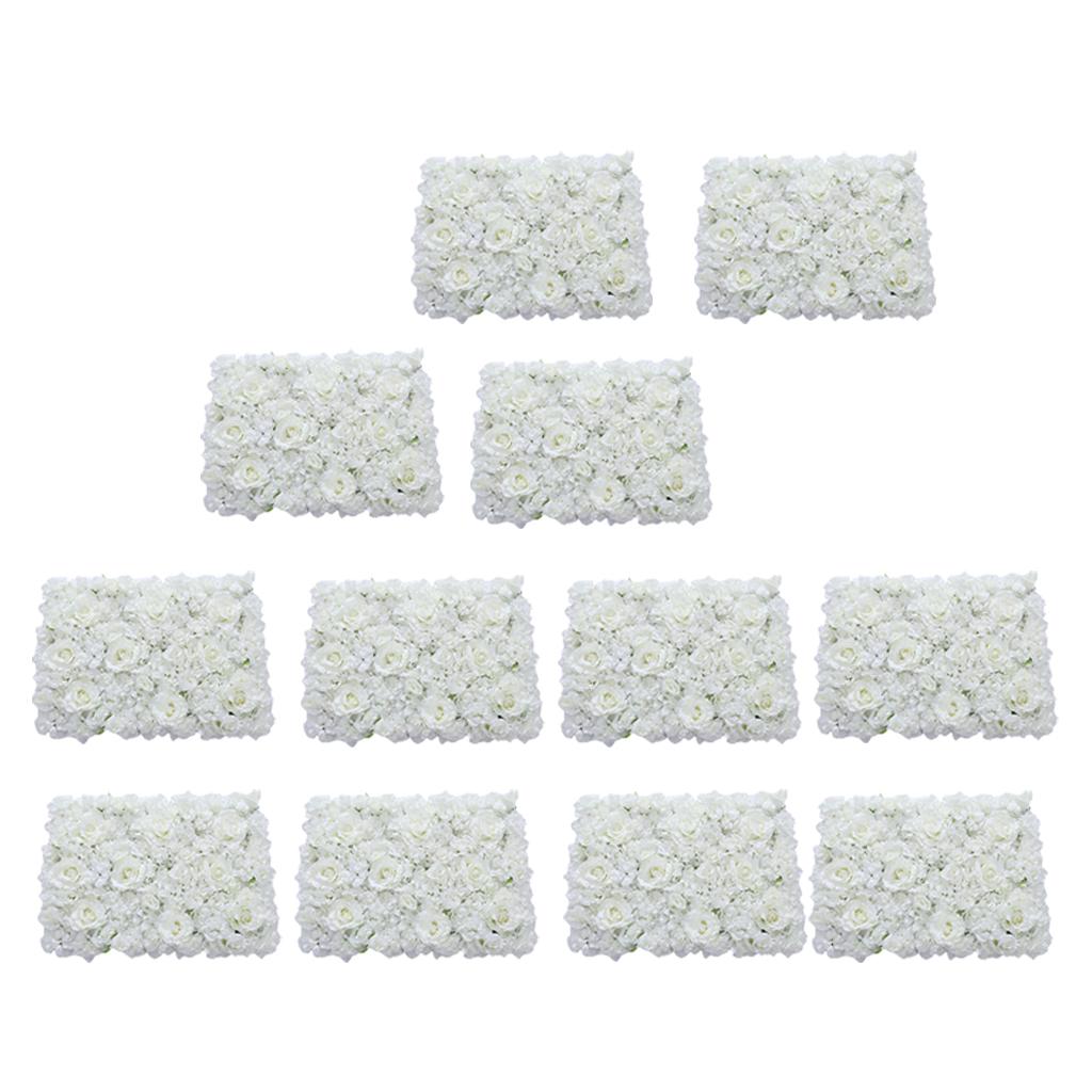 12 Pieces Silk Flower Wall Wedding Venue Flower Pillar Main Road Decor White
