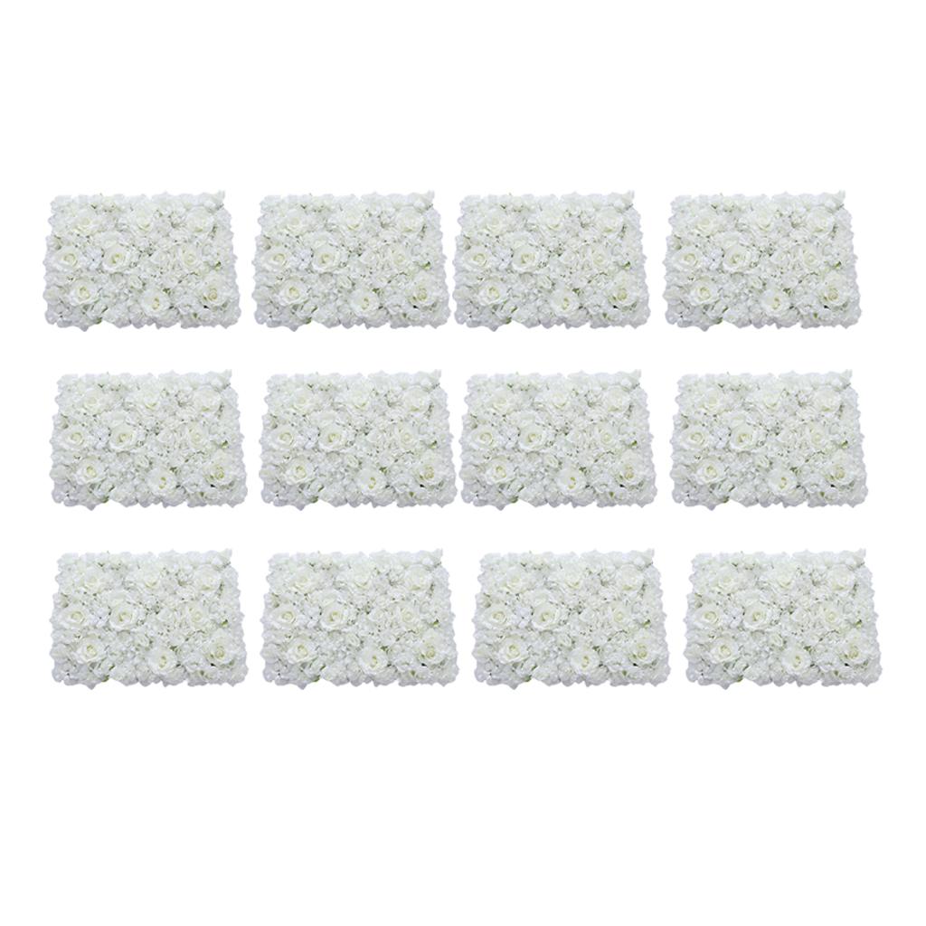 12 Pieces Silk Flower Wall Wedding Venue Flower Pillar Main Road Decor White