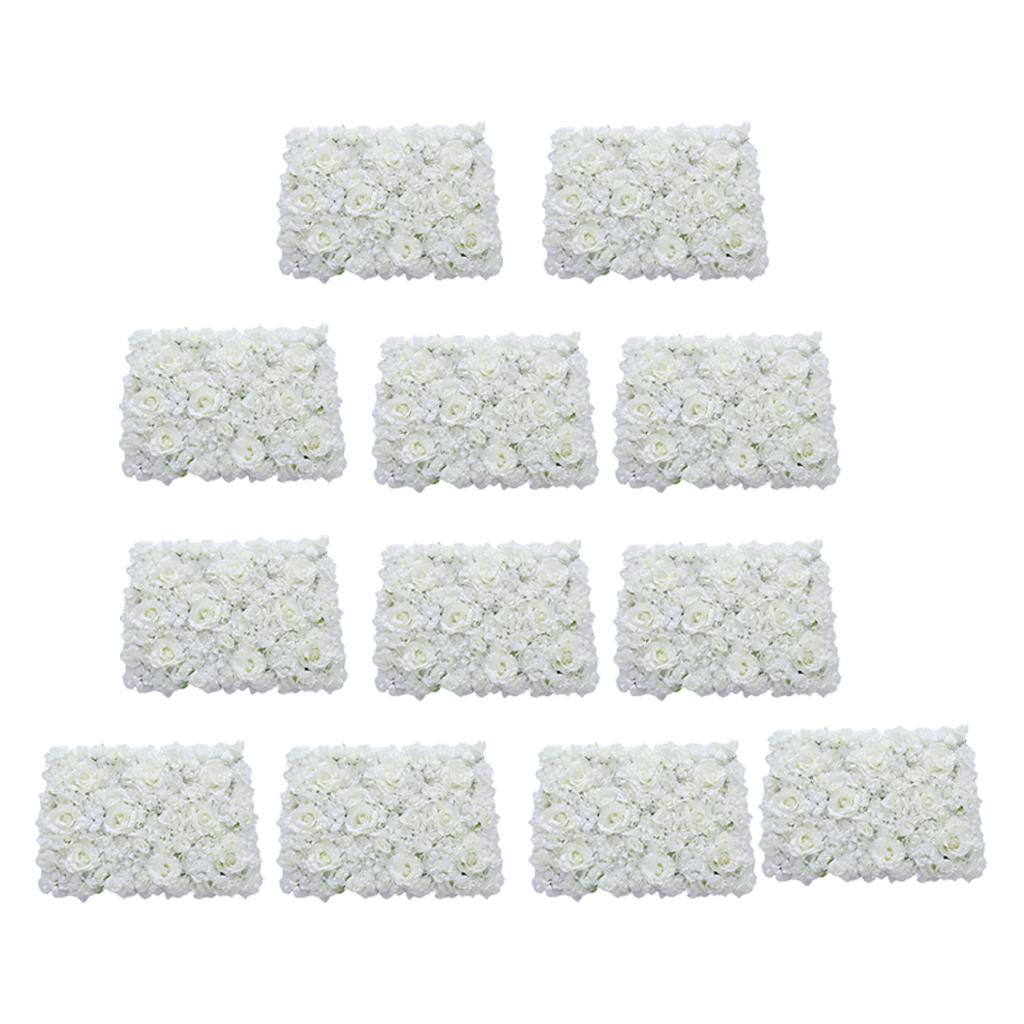12 Pieces Silk Flower Wall Wedding Venue Flower Pillar Main Road Decor White