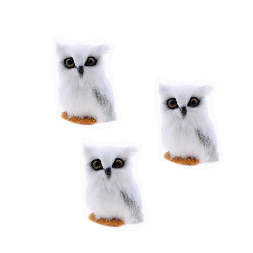 3Pcs Simulation Owl Animal Home Decoration Simulation Artificial Owl White
